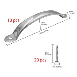 ONEBO Pack of 10 stainless steel handles, cabinet handles, kitchen handles, furniture handles, stainless steel drawer handles, comes with screws, for kitchen, cupboard, drawer furniture, bathroom,