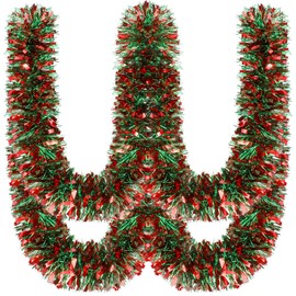 59 Feet Christmas Tinsel Garland Metallic Twist Garland Shiny Hanging Garland Ornaments for Christmas Tree Party Supplies Indoor and Outdoor Decoration (Red Green)