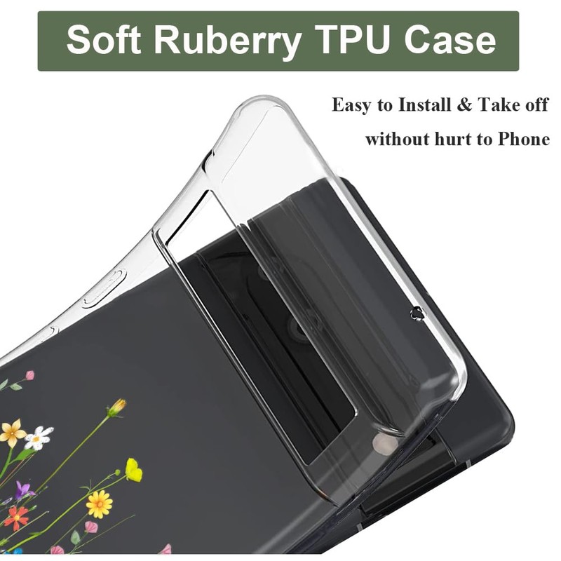 Unov Compatible with Pixel 8a Case Clear with Design Soft