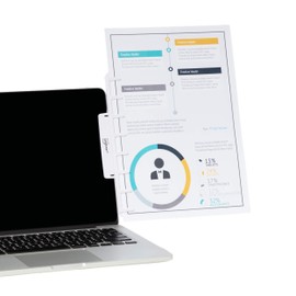 Note Tower Monitor Document Paper Holder for Typing | Clips to Laptops & Desktop Monitors I Reduces Eye & Neck Strain | Portable Copy Holder for Desk | Sticky Note Stand & Monitor Memo Board | White