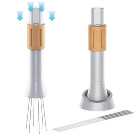 Yokolain Coffee Stirrer, Espresso Stirrer with 4mm Aluminum Needles, Espresso Needle Distributor with Wood Holder, Removable Needles, Includes 4 Extra Needles