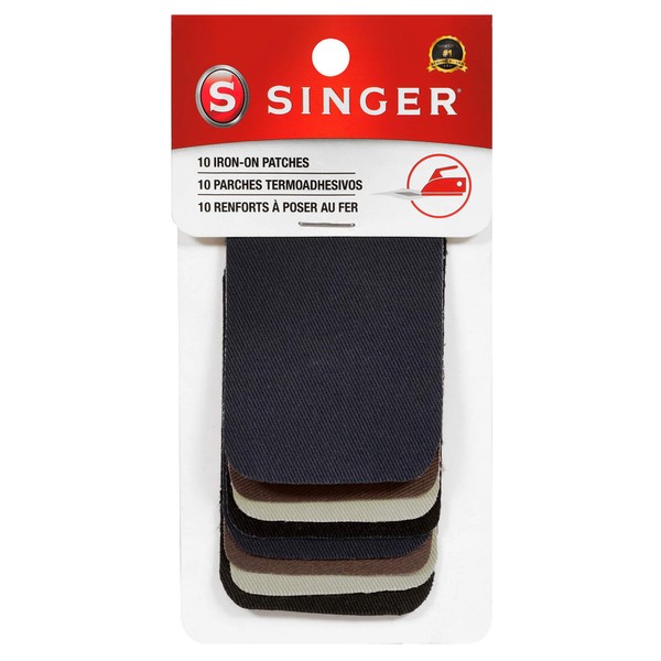 Singer Iron-On Patches, 2" x 3", Dark Assortment, 10 Count (Pack of 1)
