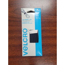 Velcro® One-Wrap Ties, Black, Pack of 5, 8" x 1/2"