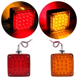 ECCPP Amber/Red Double Face Stud Mount Cab Fender Stop Turn Signal Tail 52 LED Light(Pack of 2 Total)