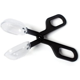 Reptile Feeding Tool, Black Spoon-Shaped Scooper with Clamp Tips, Terrarium Cleaning Tweezers for Snake, Lizard, Tarantula, Amphibian