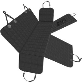 Bark Lover Dog Car Seat Covers Hammock for Cars Trucks SUV - Waterproof Pet Car Seat Protector for Backseats, More Durable Zippered Side Flaps Ensure Dog Travel Safety,Black Regular