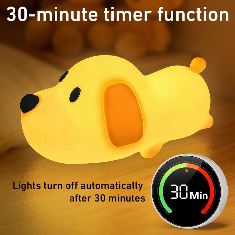 COBIKU Cute Dog Night Light, Dimmable with Soft Silicon Dog