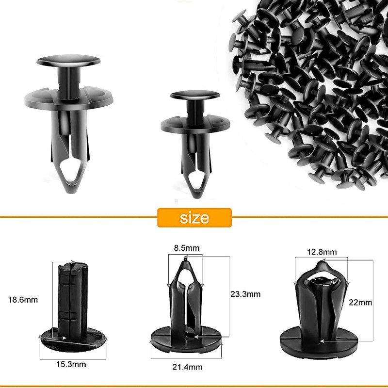Mounting Clips, 100 Pieces Car Bumper Plastic Rivets, Bumper Expansion
