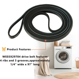 𝐔𝐩𝐠𝐫𝐚𝐝𝐞𝐝 WE03X29704 Dryer Drive Belt for GE Dryer Replacement Part 4980840 308D1415P003 4PH 2467 SH787 AP6980594 EAP12743316 PS12743316