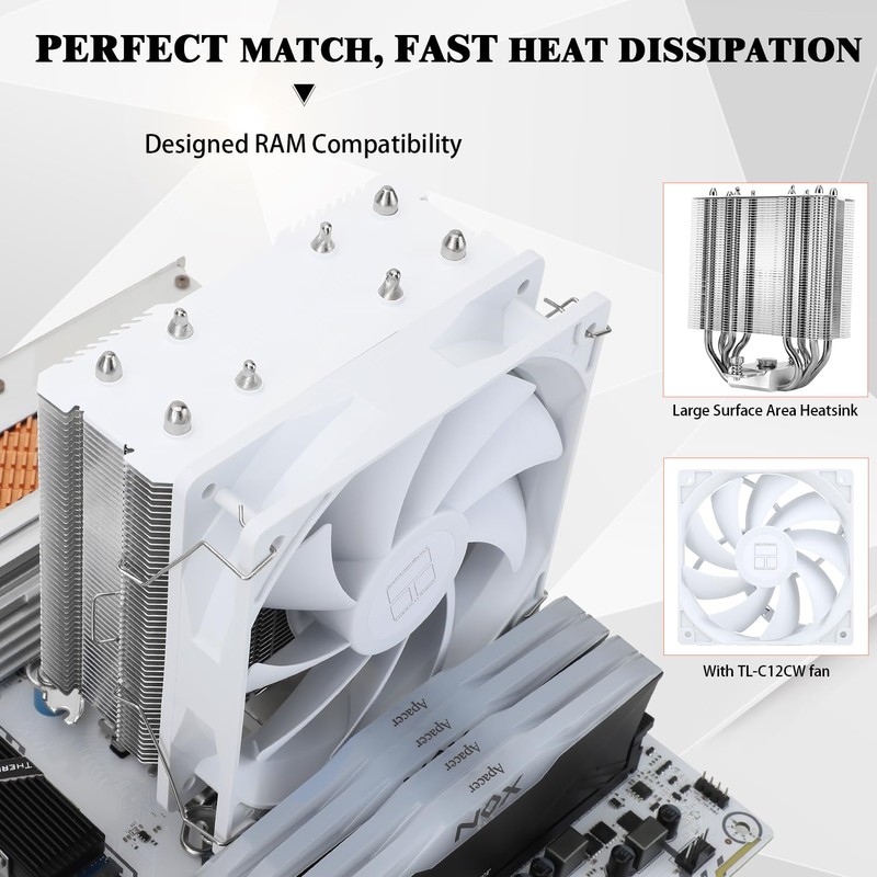 Thermalright Assassin X 120 SE White CPU Cooler, 4×6mm Heat