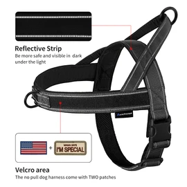 Annchwool No Pull Dog Harness with Soft Padded Handle,Reflective Strip Escape Proof and Quick Fit to Adjust Dog Harness,Easy for Training Walking for Small & Medium and Large Dogs(Black,XL)