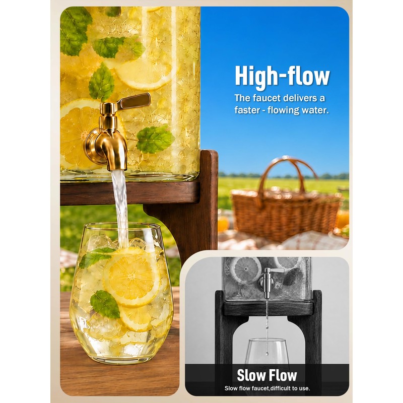 Drink Dispensers for Parties, Glass Beverage Dispenser with Stand