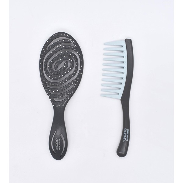 BETER - Ocean Hair Brush and Comb Set - Environmentally Friendly Detangling Kit for Wet Hair - Made from Recycled Plastic - Essential Hair Care Tools - For Smooth and Stylish Hair