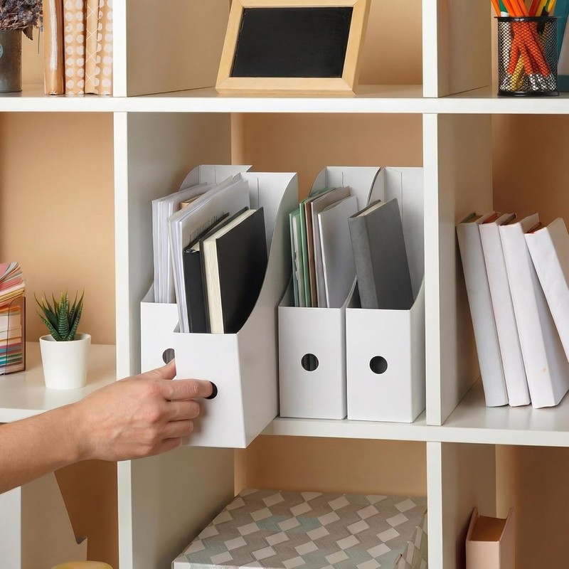 Simple Houseware 6-Pack Magazine File Holder Box, Foldable Cardboard Organizer,