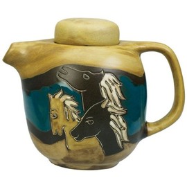MARA STONEWARE COLLECTION - Collectible & Functional Tea Pot - Mexican Pottery - Horse Design