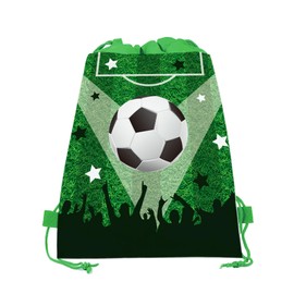 QYCX 12 Packs Soccer Party Favors Bags Drawstring Gifts Bags Soccer Party Decorations Colorful Soccer Candy Bag Soccer Goodie Bags Soccer Drawstring Backpack for Soccer Sport Football Party Supplies
