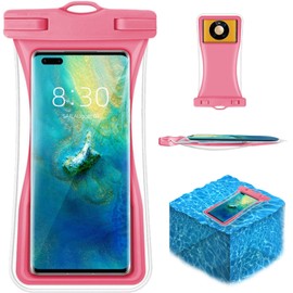 LEIDSANY Bolsa Impermeable para Celular, Funda Universal Impermeable IPX8 con airbag, Soporte de Pantalla táctil bajo el Agua y Soporte de Fotos, Ideal para Exteriores, Playa y natación（Rosa）