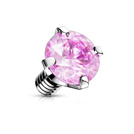 Paula & Fritz® Dermal Anchor Attachment Zirconia Various Colours Sizes and Thicknesses 316L Surgical Steel Skin Anchor Skin Diver Implant Ball, Stainless Steel, Cubic Zirconia