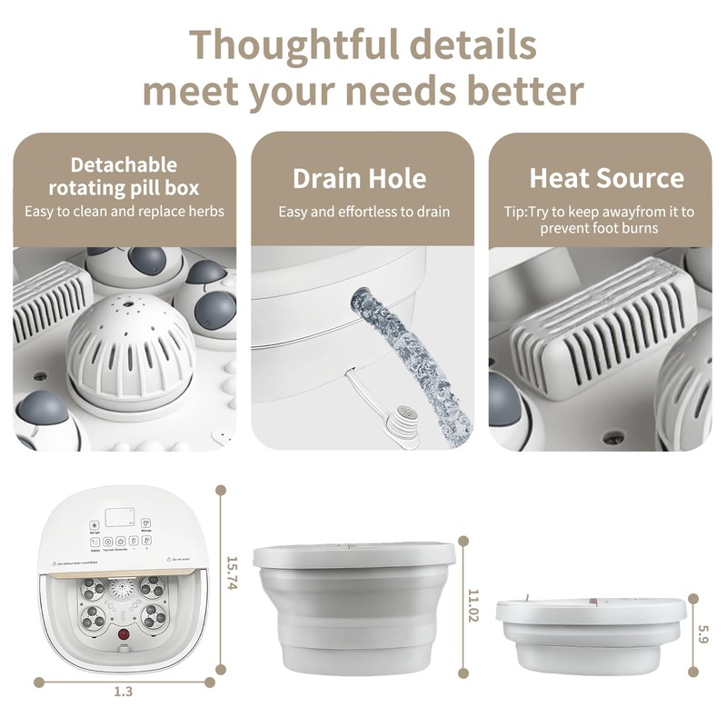 Collapasible Foot Spa Bath Massager with Heat, Pedicure Foot Spa