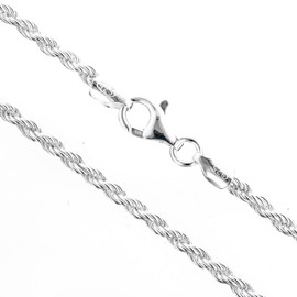 Length 16 925 Sterling Silver 2.5mm Italian Rope Chain Necklace
