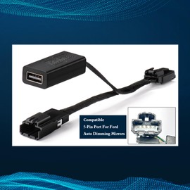 Hifihia Dashcam Power Adapter (5-pin Type F) Compatible with Ford 2020-2024 Mustang Mach-E, Bronco Sport, Explorer Edge, Escape, Transit. Built-in USB Power Source, Connects to Rearview Mirror