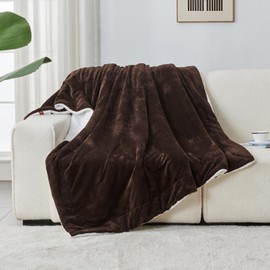 SOCHOW Waffle Sherpa Fleece Throw Blanket, Super Soft Fuzzy Warm, Lightweight Fluffy Reversible Plush Blanket for Bed Sofa Couch, 50 x 60 Inches Brown