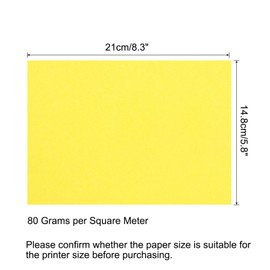 sourcing map 25 Sheets Colored Copy Paper 8.3 Inch Printer Paper 80gsm Bright Yellow for Office Printing, Document Copying, Invitations, Forms, Art Projects
