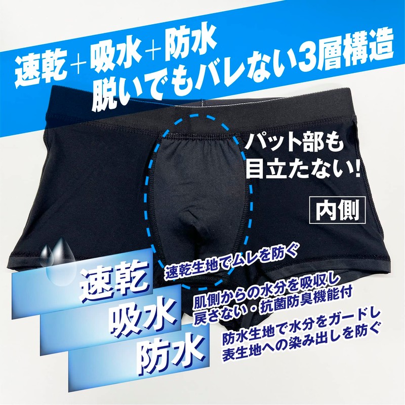SVS Men's Water Absorption Boxer Shorts, Plain, Black, XXL, Choy,