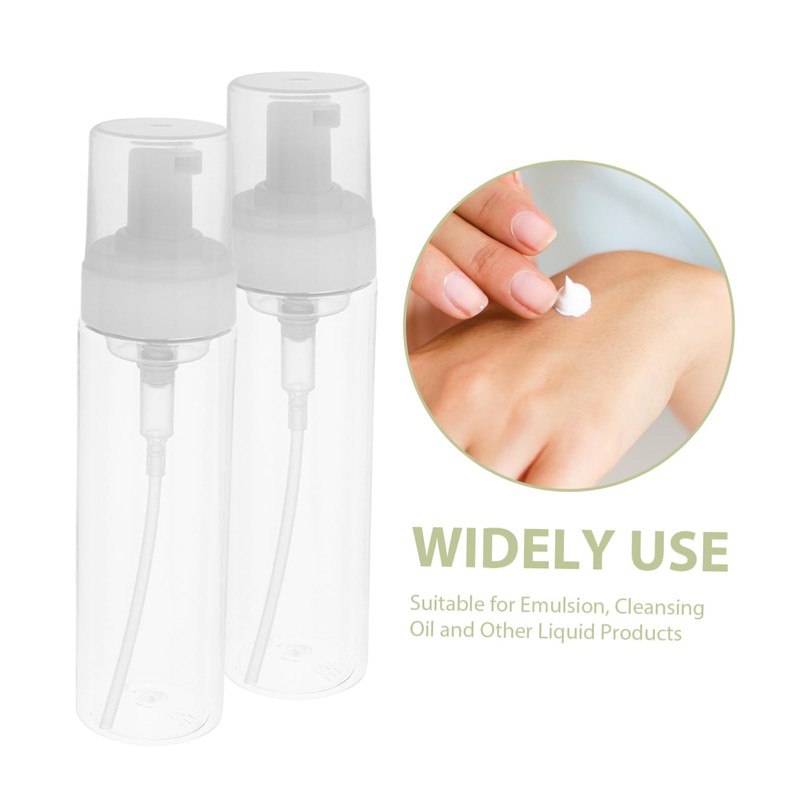 Outanaya 2pcs Clear Plastic Foaming Pump Bottle Refillable Empty Soap
