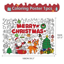 HABDJILTY Christmas Coloring Poster Christmas Giant Coloring Banners 39.3" x 27.5 "Christmas Wall Floor Coloring Paper Sheets for Child Christmas School Activities Party Supplies