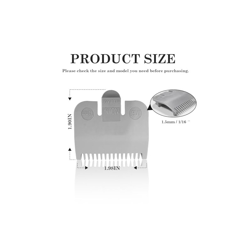 1/16" Replacement for Wahl Professional Attachment Clipper Guide Replacement Guard