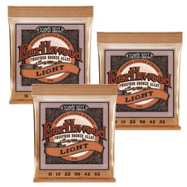 Ernie Ball 2148 Earthwood Phosphor Bronze 11-52 Acoustic Guitar Strings (Pack of 3)