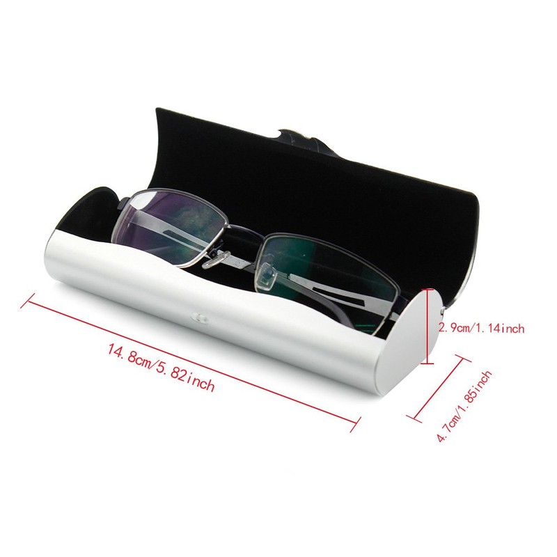 Ezeso, Aluminium Glasses Case, Simple Design, Silver, 15.2 x 4.9