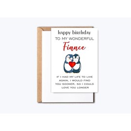 GreenStar Gifts Cute Fiance Birthday Card - To My Wonderful Fiance Card - Penguin Couple Birthday Card - Romantic Birthday Card For Fiance� - Happy Birthday Card - Special Card For Fiance