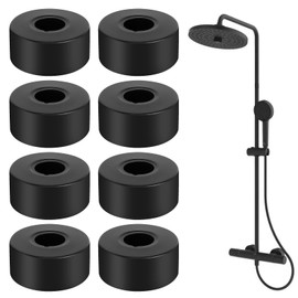 prota Pack of 8 Rosette for Shower Fittings, Rosette Shower Fitting, Heating Pipe Cover, Cover Rosette Black, Cover Rosette Stainless Steel for Shower Fittings, Taps, Heating Pipes