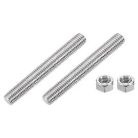 sourcing map 1/2"-13 Fully All Threaded Rod, 2Pcs 304 Stainless Steel Long Threaded Screw 4" Length Right Hand Threads for Furniture Mounting Assembly Fastening