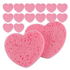ABOOFAN 20 Esponjas Faciales Exfoliantes en Forma de Corazón – Pulpa de Madera y Algodón para Limpieza Profunda, Desmaquillar y Exfoliar – Paquete para Uso Diario y Viaje, Seguras para Todo Tipo de Pi