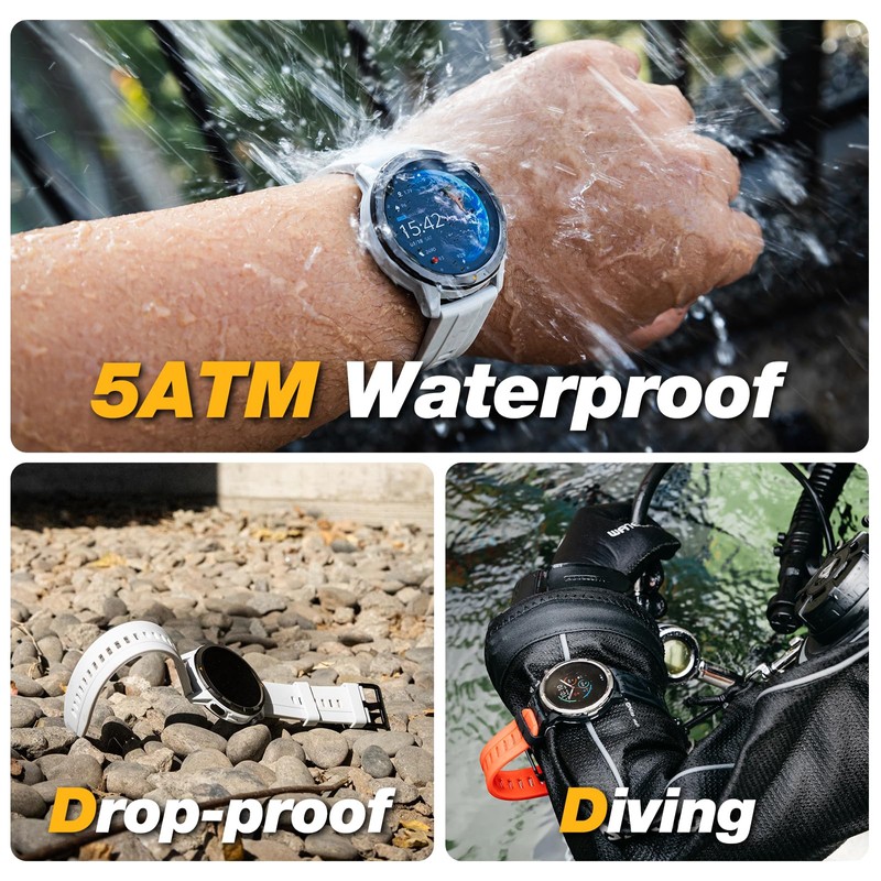 AGM Legion Rugged GPS Smartwatch, 5ATM Waterproof, Shockproof & Drop-proof,