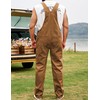 Yuanbang Overalls for Men Denim Jumpsuit Brown Bib Coveralls with