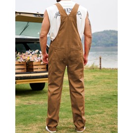 Yuanbang Overalls for Men Denim Jumpsuit Brown Bib Coveralls with Zipper(Caramel,S)
