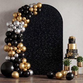 SquarePie Black Sequin Velvet Arch Backdrop Cover 7.2 FT Glitter Arch Stand Cover for Wedding Birthday Party