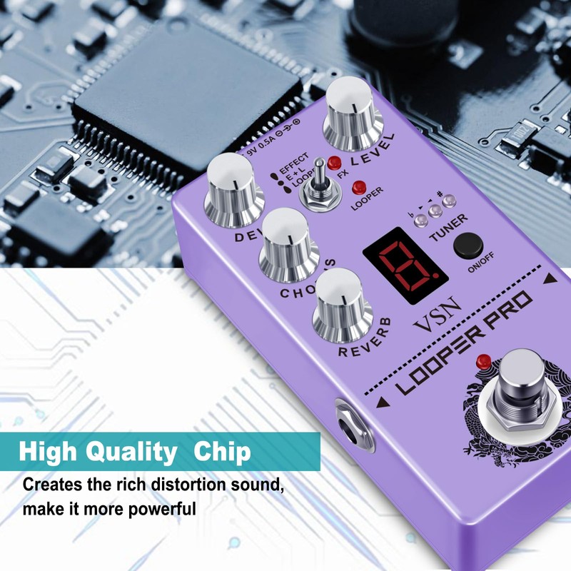 VSN Multi Effect Pedal with Delay Tuner Chorus Reverb Looper