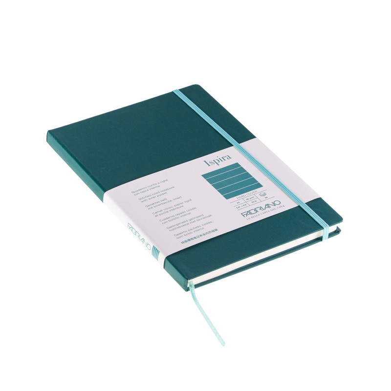 Fabriano Ispira Hard-Cover Notebook, 5.8" x 8.3", A5, Lined, Green
