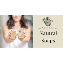 Debreah Honey Bar Soap, Benefits of Pine Tar with honey smell, for Men and Women, Handmade, Hot Process, Face And Body Soap