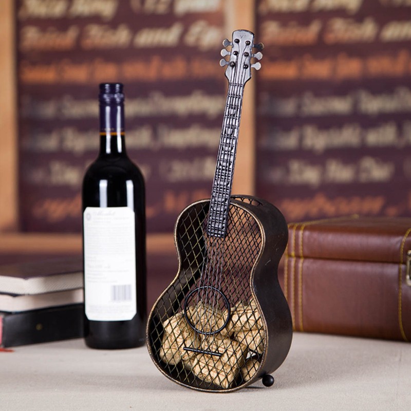 Guitar Shaped Wine Cork Container Wine Bottle Stopper Organizer Home
