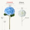 JINWOE Blue Flowers Hydrangea Artificial Flowers, 5Pcs 20Inch Large Lifelike