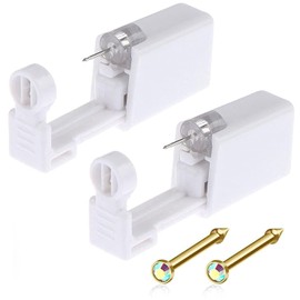 Nose Piercing Gun Kit - 6Pcs Self Nose Piercing Kit Unit Disposable Nose Piercing Gun Including 2Pcs Nose Piercing Gun with 2Pcs Built-in Nose Studs and 2Pcs Clean Tools for Nose Cartilage Tragus Helix Piercing Kit(Gold)