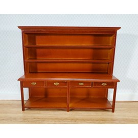 The Dolls House Emporium Dollhouse Georgian Welsh Dresser Kitchen Cupboard 1:12 Scale Walnut Finish