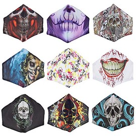 Zac's Alter Ego Set of 9 Non Medical Assorted Skull Design Value Cotton Face Masks