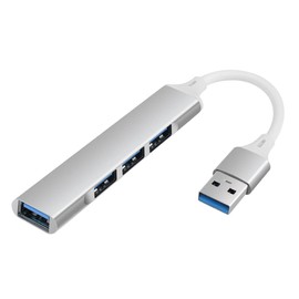 YACSEJAO 4-Port USB Hub, Ultra Slim USB 3.0 & 2.0 Expander Adapter Multi USB Port Data Hub for Notebook PC, Laptop, MAC, USB Flash Drives, and Mobile HDD, etc. (Silver)